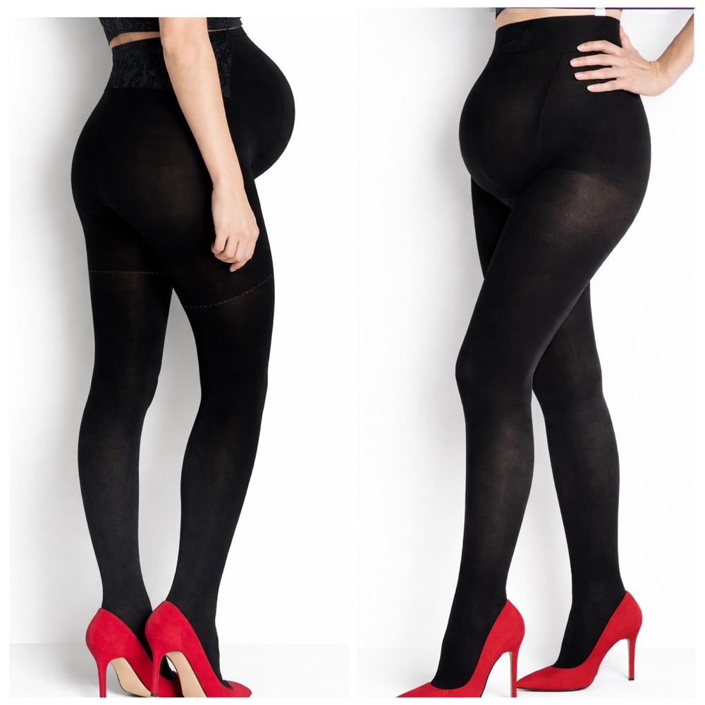 SPANX‎ ASSETS Maternity Shaping Tights Black Opaque Support Belly Size 2 S M